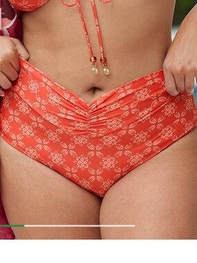 aerie Coral Orange Floral Keyhole High-Waist Bikini